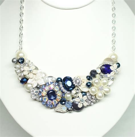 navy blue statement necklace.